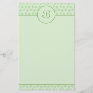 Green Floral Monogram Initial Stationery