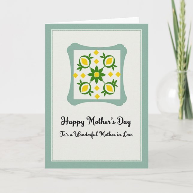 Green Floral Mothers Day Card (Front)