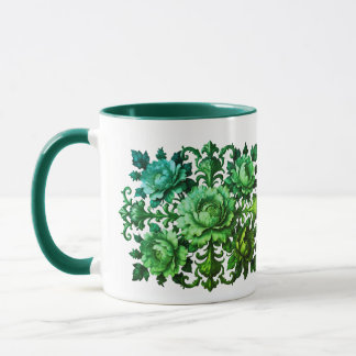Green Floral Mug