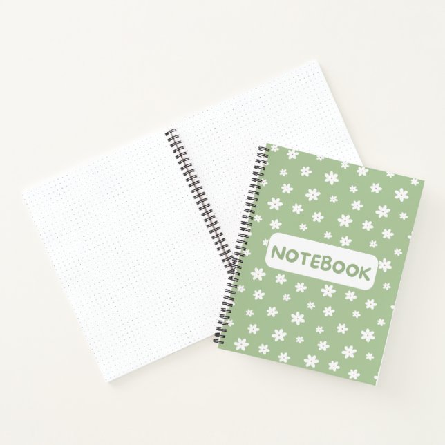 Green Floral Notebook – Minimalist Stationery (Inside)
