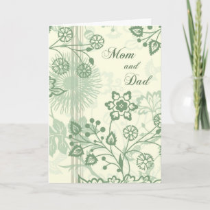 Green Floral Parents  Wedding Day Thank You Card