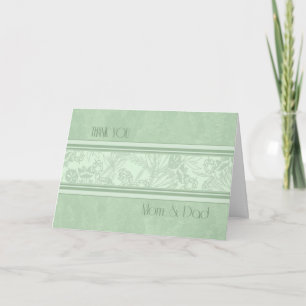 Green Floral  Parents  Wedding Day Thank You Card