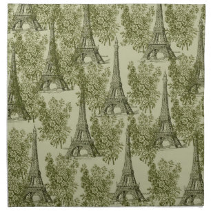 Green Floral Paris Eiffel Tower Napkin