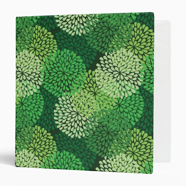 Green floral pattern 3 ring binder (Front/Inside)
