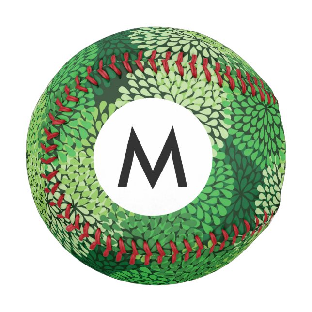 Green floral pattern baseball (Front Left)