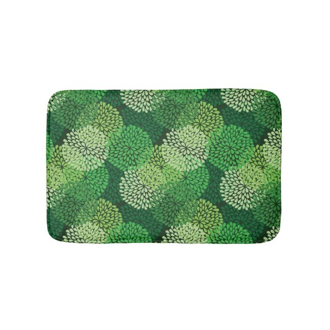 Green floral pattern bathroom mat (Front)