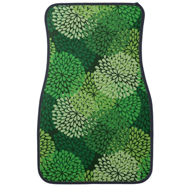 Green floral pattern car mat (Front)