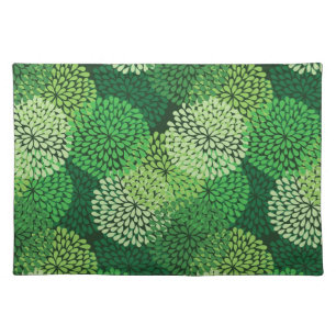 Green floral pattern cloth placemat