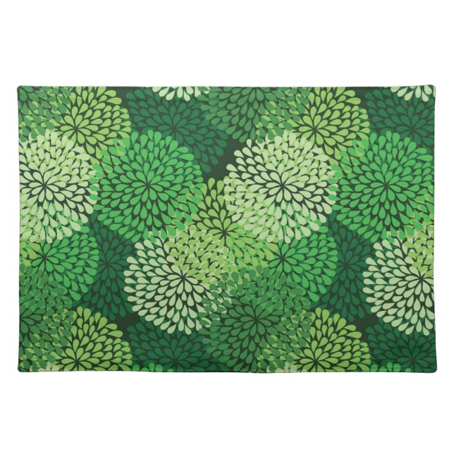 Green floral pattern cloth placemat (Front)