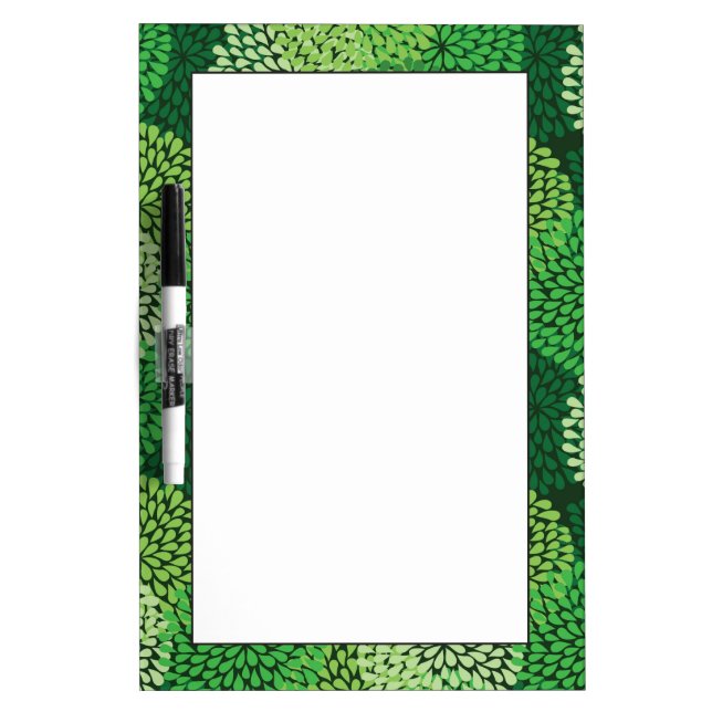 Green floral pattern dry erase board (Front)