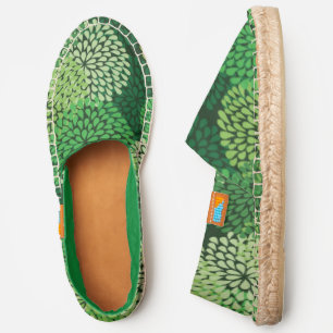 Green floral pattern espadrilles