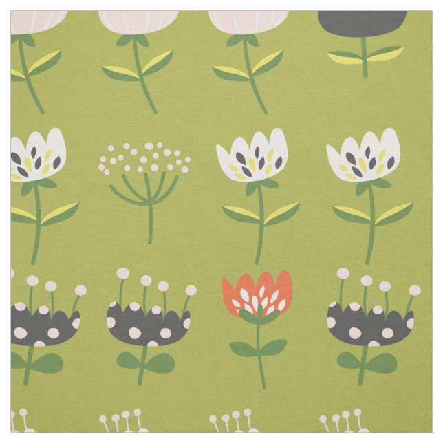 Green Floral Pattern Fabric (Swatch)