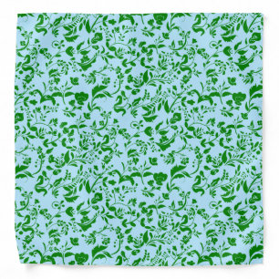 Green Floral Pattern G01. L Blue BG Bandana