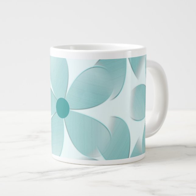 Green floral pattern. giant coffee mug (Front Right)