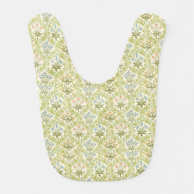 Green floral pattern girly cute baby bib (Front)