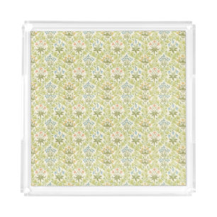 Green floral pattern girly women acrylic tray