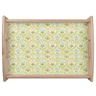 Green floral pattern girly women serving tray