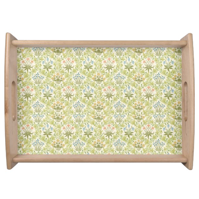 Green floral pattern girly women serving tray (Front)