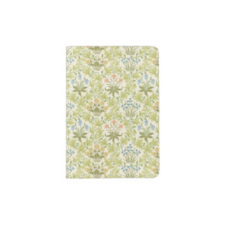 Green floral pattern grandmillenial classic women passport holder