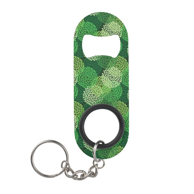 Green floral pattern keychain bottle opener (Front)
