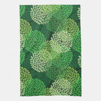 Green floral pattern kitchen towel