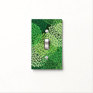 Green floral pattern light switch cover