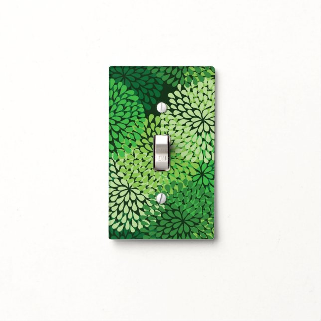 Green floral pattern light switch cover (In Situ)