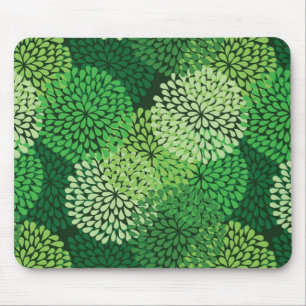 Green floral pattern mouse pad