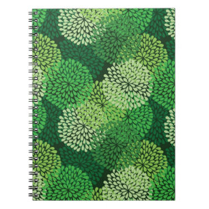 Green floral pattern notebook