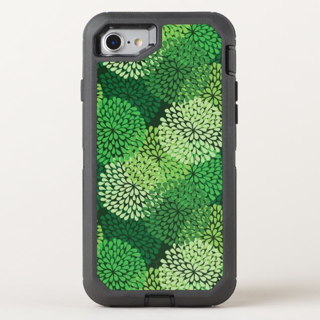 Green floral pattern otterbox iPhone case (Back)