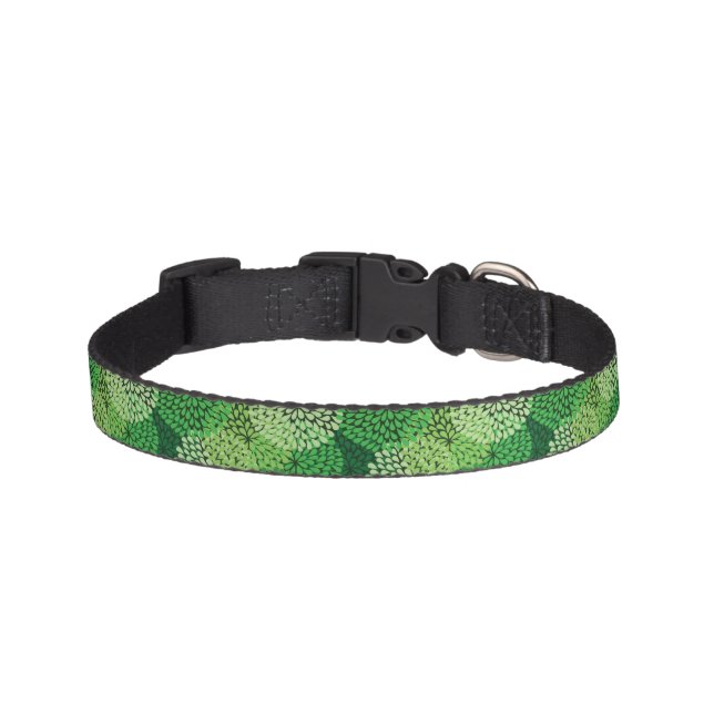 Green floral pattern pet collar (Front)