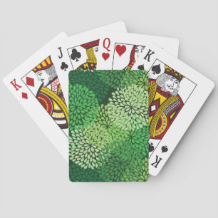 Green floral pattern poker cards
