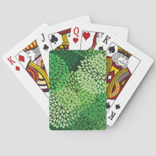 Green floral pattern poker cards