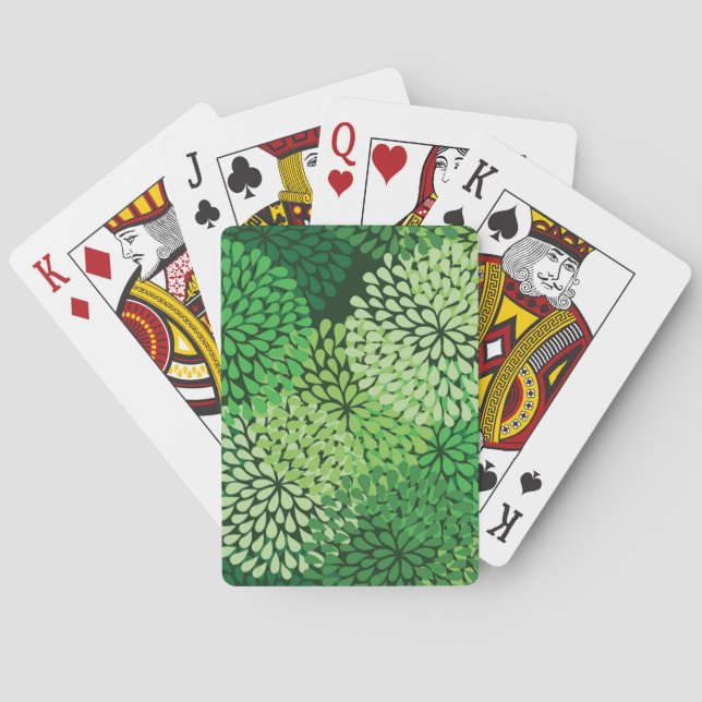 Green floral pattern poker cards (Back)