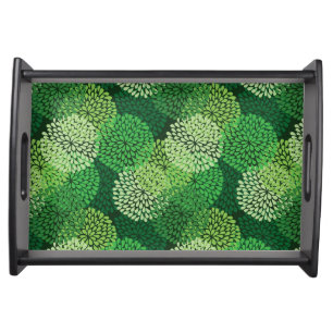 Green floral pattern serving tray