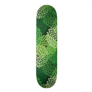 Green floral pattern skateboard