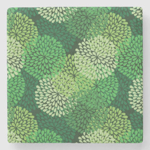 Green floral pattern stone coaster