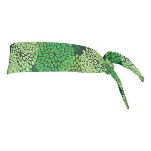 Green floral pattern tie headband