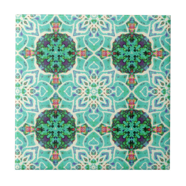 Green Floral pattern Tile  (Front)