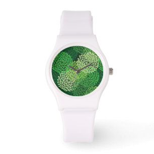 Green floral pattern watch