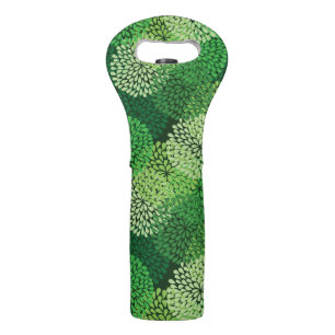 Green floral pattern wine bag