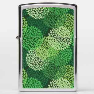 Green floral pattern zippo lighter