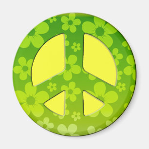GREEN FLORAL PEACE SIGN MAGNET