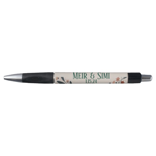 Green floral pen favor (Front)