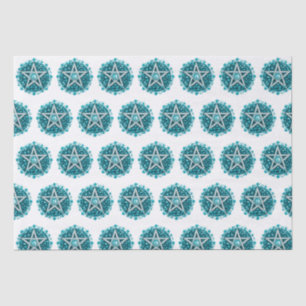 Green Floral Pentagram Witch White Halloween Tissue Paper