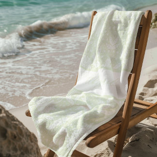 Green Floral Personalized William Morris Pattern Beach Towel