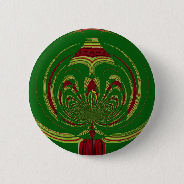 Green Floral Pinback Button (Front)