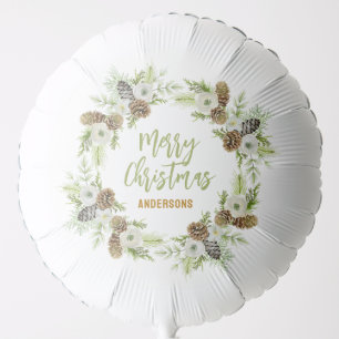 Green Floral Pines Christmas Wreath Balloon