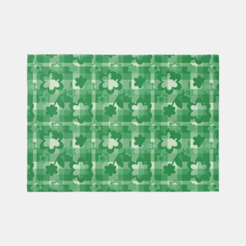 Green Floral Plaid Baby Girl Nursery Bedroom Area  Rug