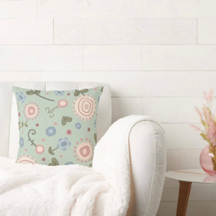 Green Floral Pretty Pattern Inspirivity Pillow